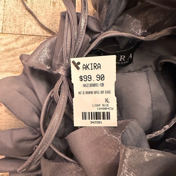 Sold on EBay ✅AKIRA MUST BE DREAMING DENIM RUFFLE CROP BLOUSE  NWT - Picture 11 of 11